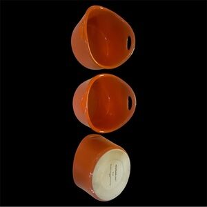 Rachel Ray Stoneware Ramekin Orange 10oz Dish Bowl Small Oval - Set of 3